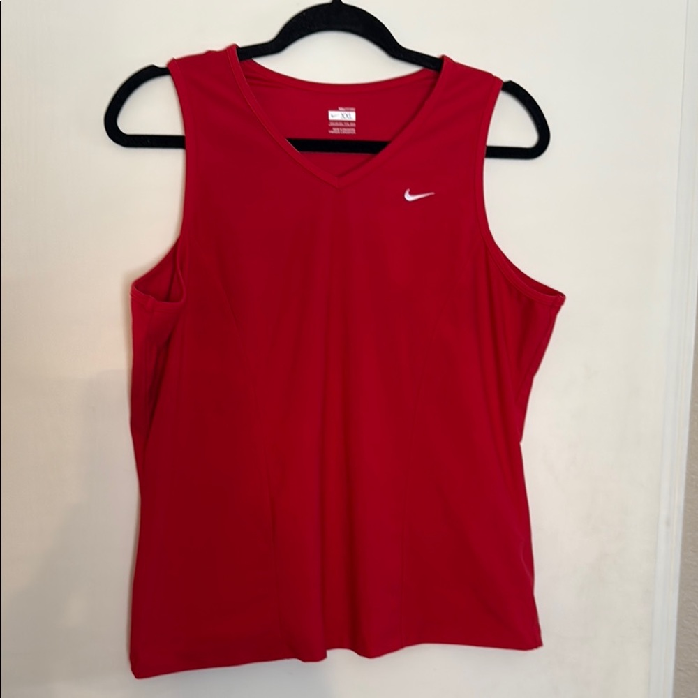 Nike Red V-Neck Tank Top